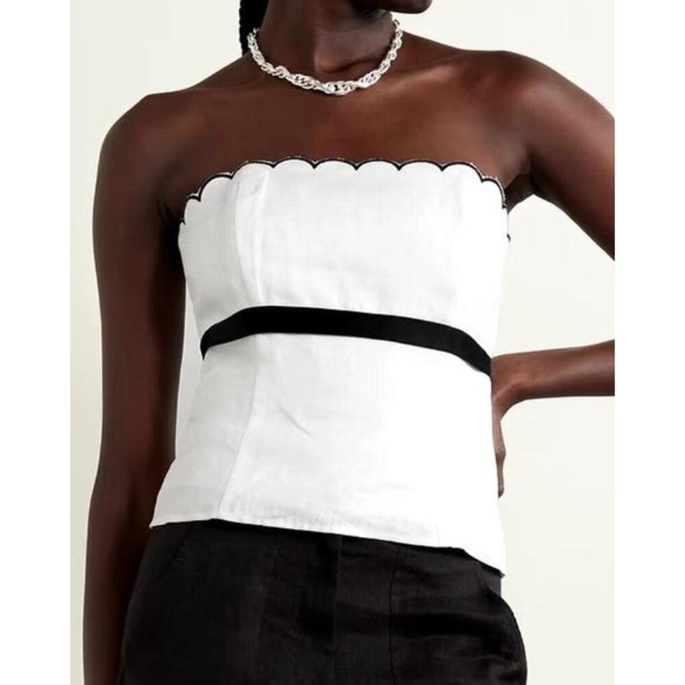 Reformation 'Evelyn' White Linen Top Size 4 - NWT